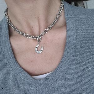 auth. Tiffany chain & horseshoe pendant. Free ship